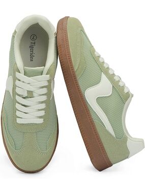 Women's Mesh Light Green Daily Wear Lace Up Casual Tennis Shoes Fashion Sneakers